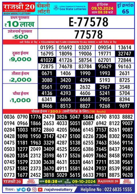 rajshree 20 budh weekly lottery 8.30 pm|Goa 26.6.2024 Rajshree 20 Budh Weekly Lottery Result Today .